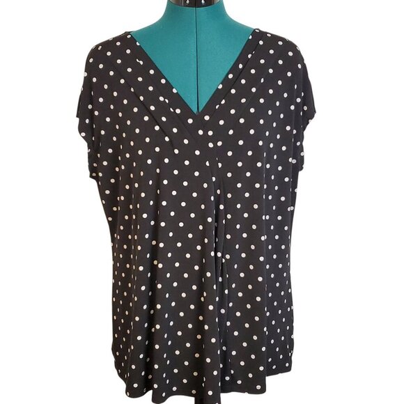 Lane Bryant Womens Top‎ Black White Polka Dot Sleeveless Size 14/16 Plus Casual - Picture 1 of 11